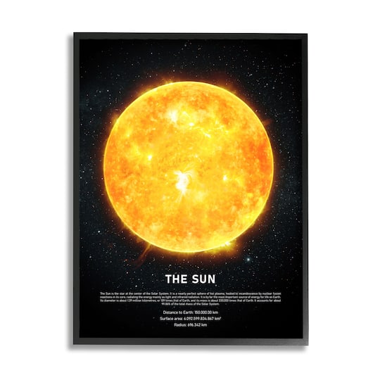 Stupell Industries Milky Way Sun Infographic Outer Space Astrological Facts in Frame Wall Art